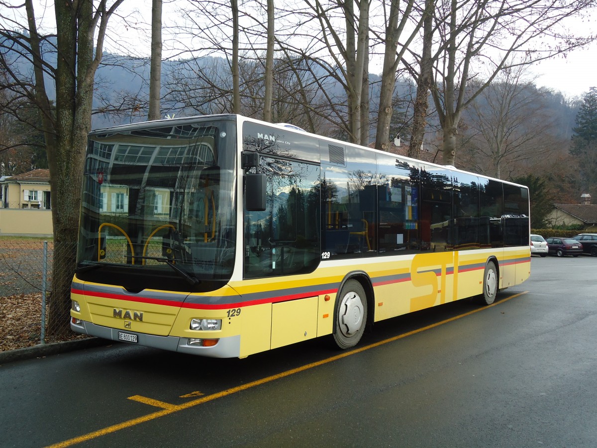(131'664) - STI Thun - Nr. 129/BE 800'129 - MAN am 22. Dezember 2010 bei der Schiffl�ndte Thun