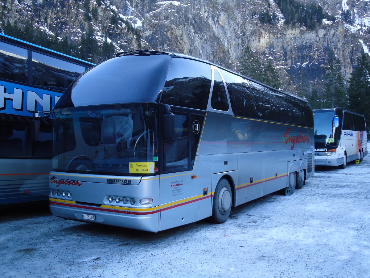 (132'074) - Engeloch, Riggisberg - BE 145'505 - Neoplan am 8. Januar 2011 in Adelboden, Unter dem Birg