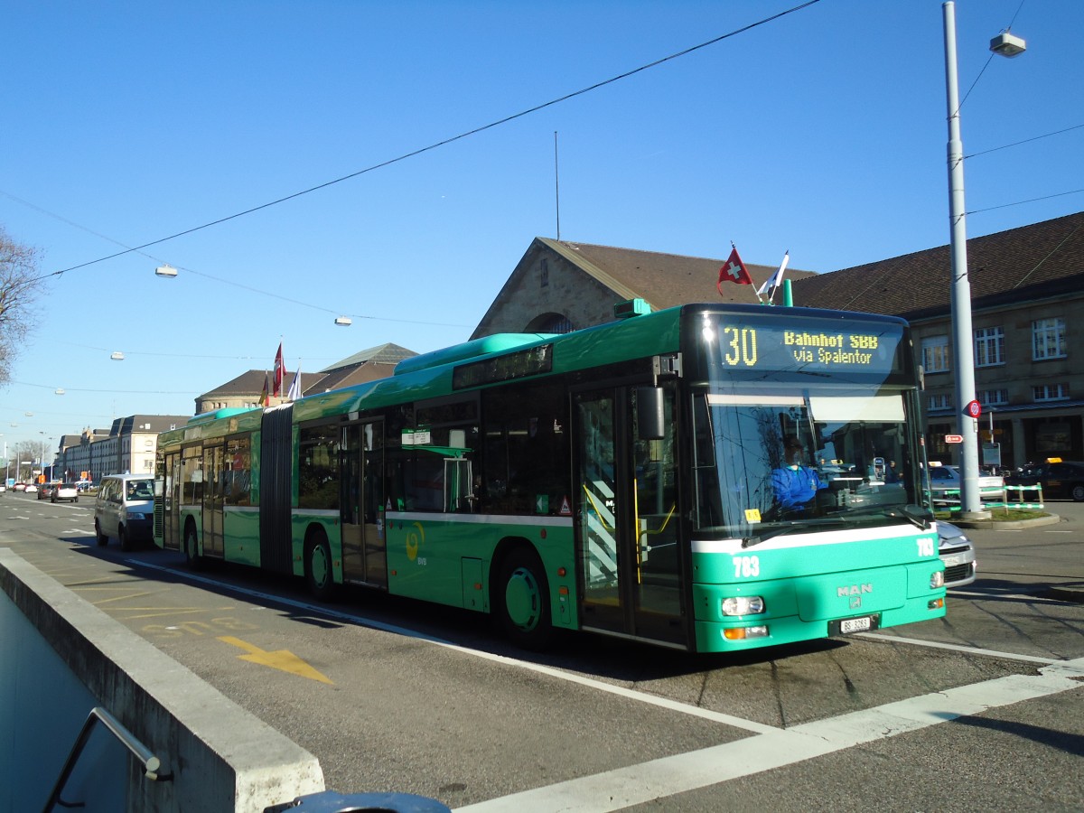 (132'505) - BVB Basel - Nr. 783/BS 3283 - MAN am 7. Februar 2011 in Basel, Badischer Bahnhof