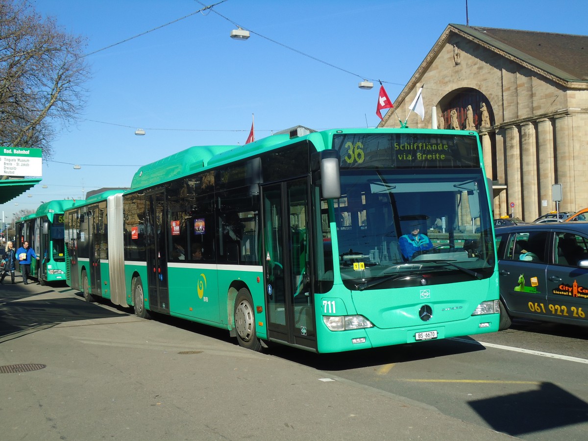 (132'532) - BVB Basel - Nr. 711/BS 6670 - Mercedes am 7. Februar 2011 in Basel, Badischer Bahnhof