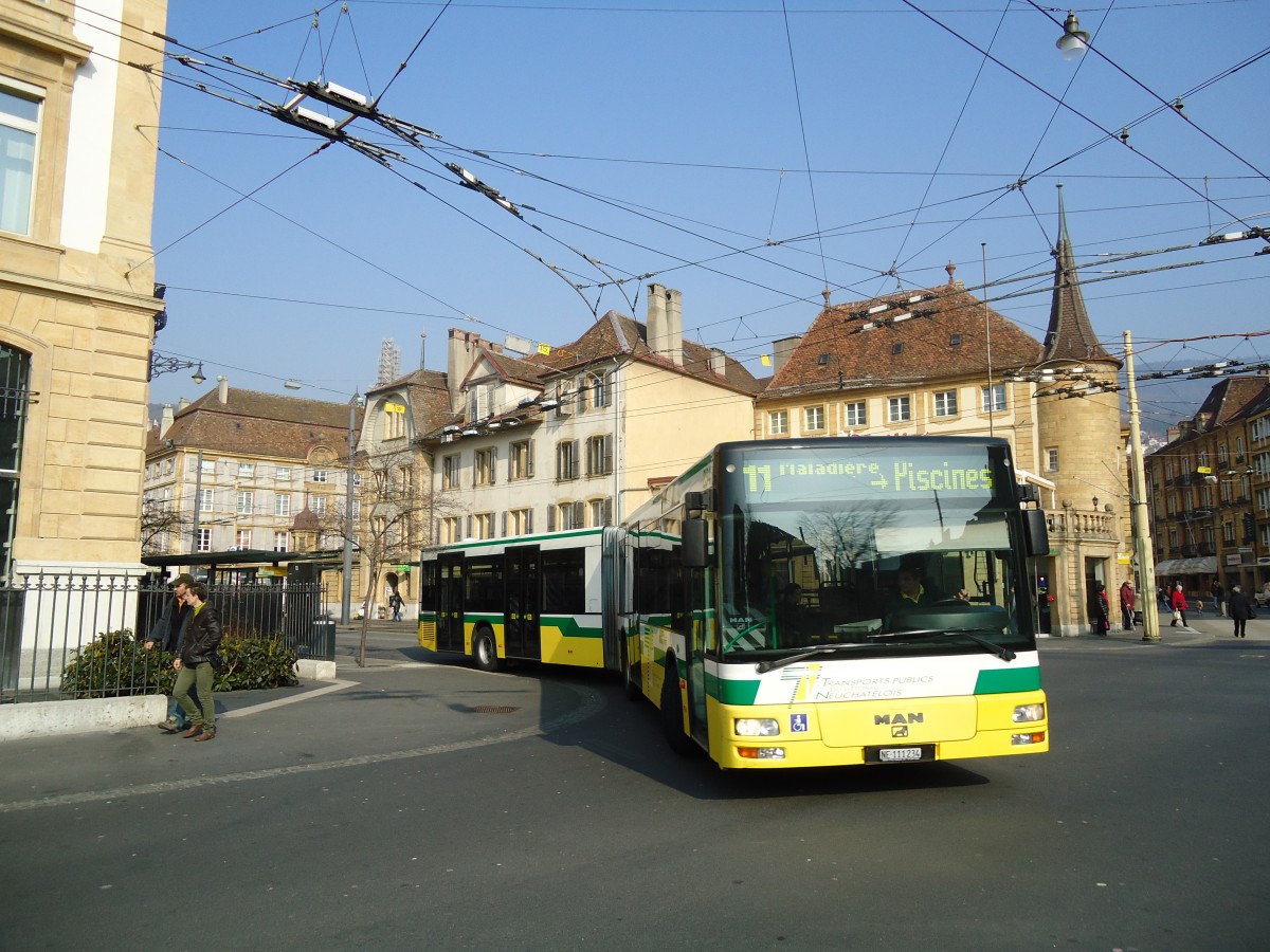 (132'757) - TN Neuch�tel - Nr. 234/NE 111'234 - MAN am 8. M�rz 2011 in Neuch�tel, Place Pury