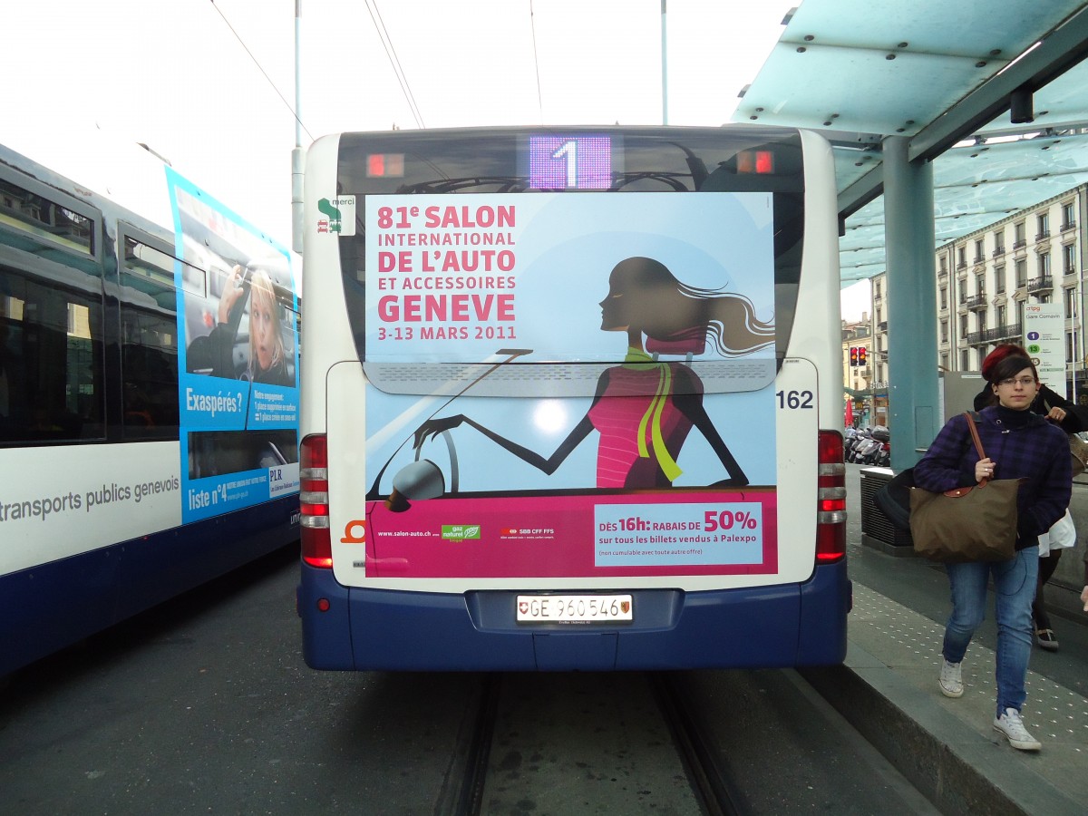 (132'821) - TPG Gen�ve - Nr. 162/GE 960'546 - Mercedes am 10. M�rz 2011 beim Bahnhof Gen�ve