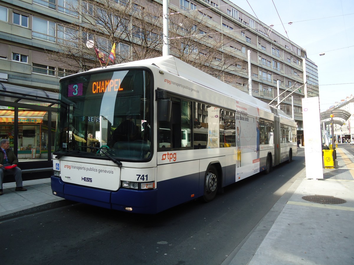 (132'894) - TPG Gen�ve - Nr. 741 - Hess/Hess Gelenktrolleybus am 10. M�rz 2011 in Gen�ve, Coutance