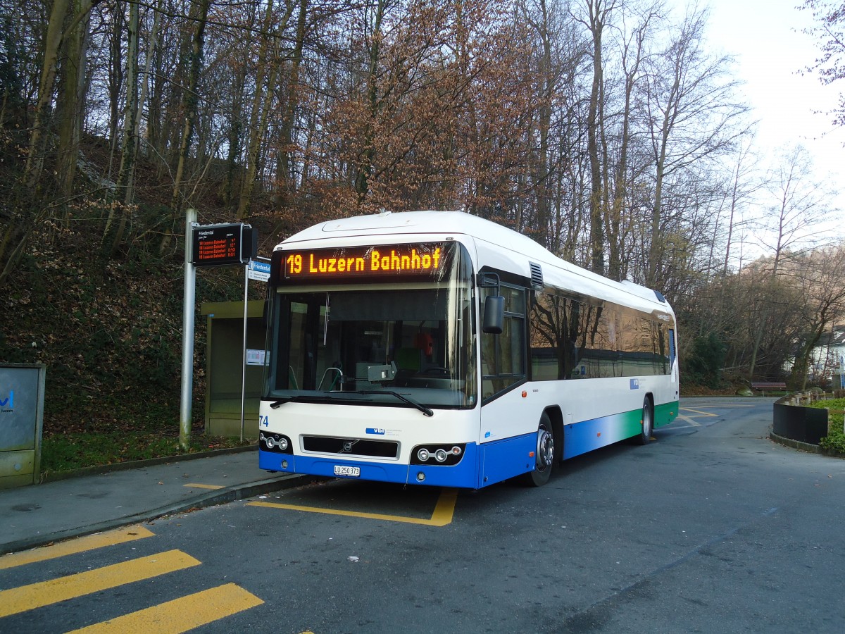 (132'956) - VBL Luzern - Nr. 74/LU 250'373 - Volvo am 11. M�rz 2011 in Luzern, Friedental