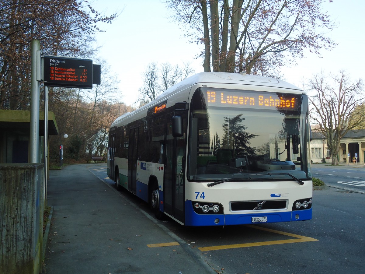 (132'958) - VBL Luzern - Nr. 74/LU 250'373 - Volvo am 11. M�rz 2011 in Luzern, Friedental