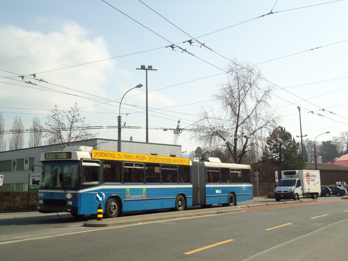 (132'994) - VBL Luzern - Nr. 190 - NAW/Hess Gelenktrolleybus am 11. M�rz 2011 in Luzern, Weinbergli