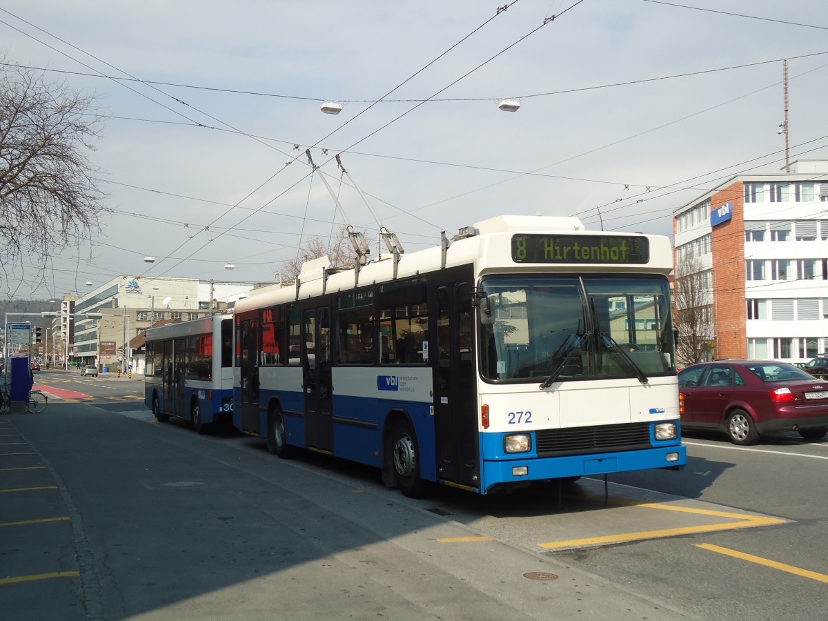 (133'007) - VBL Luzern - Nr. 272 - NAW/R&J-Hess Trolleybus am 11. M�rz 2011 in Luzern, Weinbergli