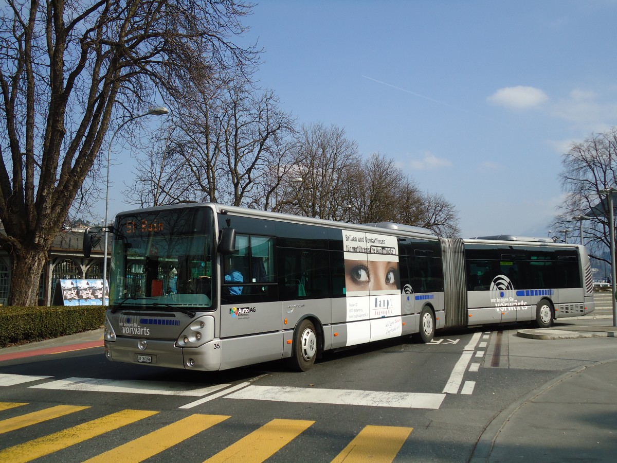 (133'020) - AAGR Rothenburg - Nr. 35/LU 160'096 - Irisbus am 11. M�rz 2011 beim Bahnhof Luzern