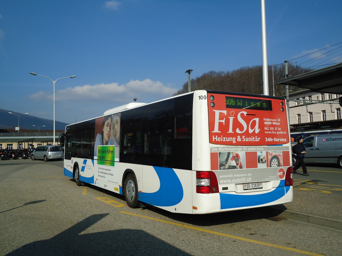 (133'057) - BOGG Wangen b.O. - Nr. 100/SO 21'839 - MAN am 11. M�rz 2011 beim Bahnhof Olten