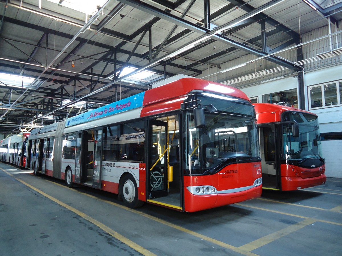 (133'098) - SW Winterthur - Nr. 172 - Solaris Gelenktrolleybus am 20. M�rz 2011 in Winterthur, Depot Gr�zefeld