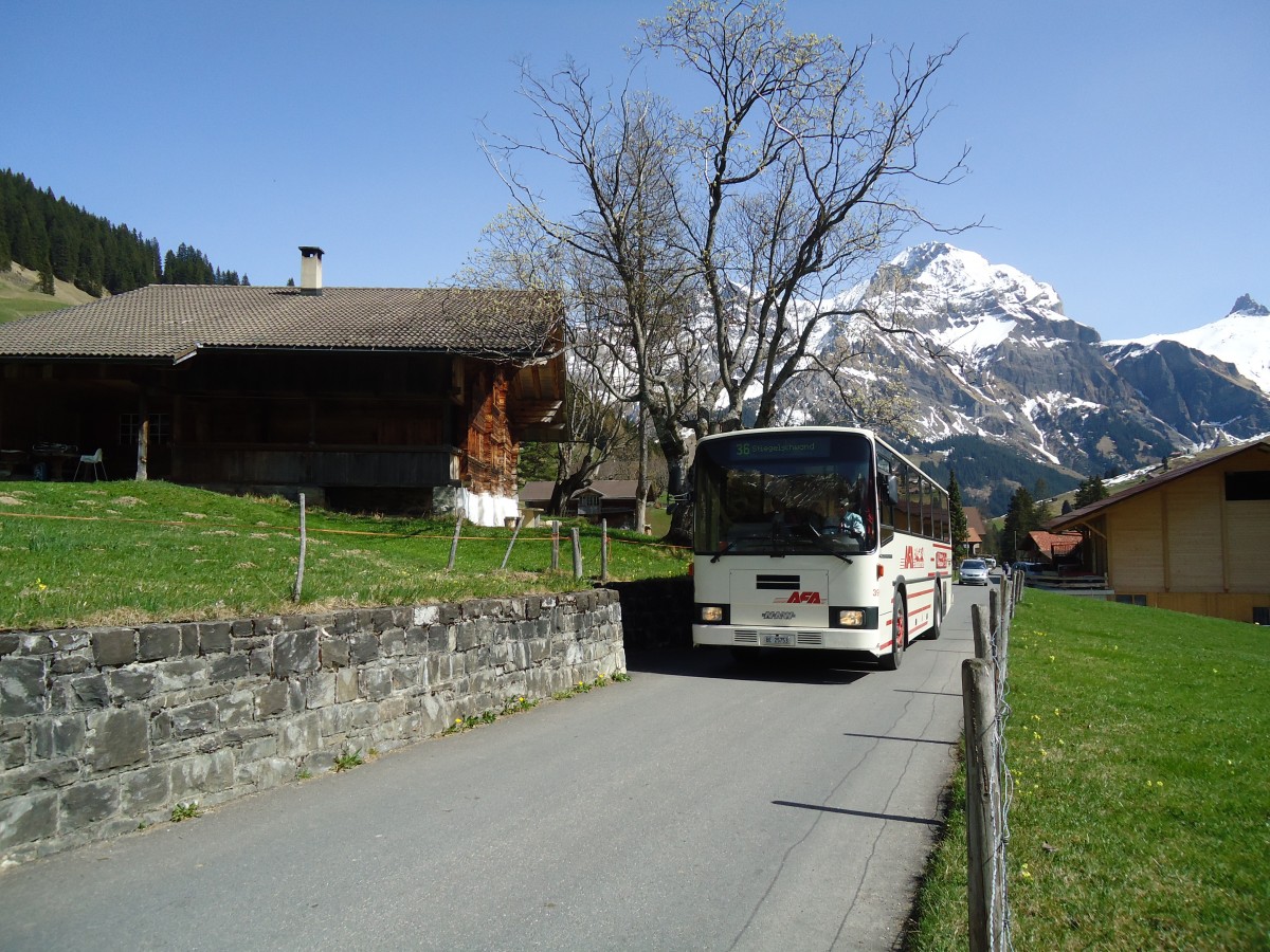 (133'203) - AFA Adelboden - Nr. 39/BE 25'753 - NAW/R&J (ex Nr. 28; ex Autopostale, Mendrisio Nr. 38; ex Piotti, Balerna Nr. 38; ex AAGI Interlaken Nr. 38; ex Schmocker, Beatenberg Nr. 3) am 10. April 2011 in Adelboden, Z�rcherhaus