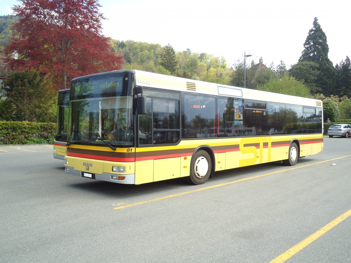 (133'344) - STI Thun - Nr. 81/BE 543'381 - MAN am 18. April 2011 bei der Schiffl�ndte Thun