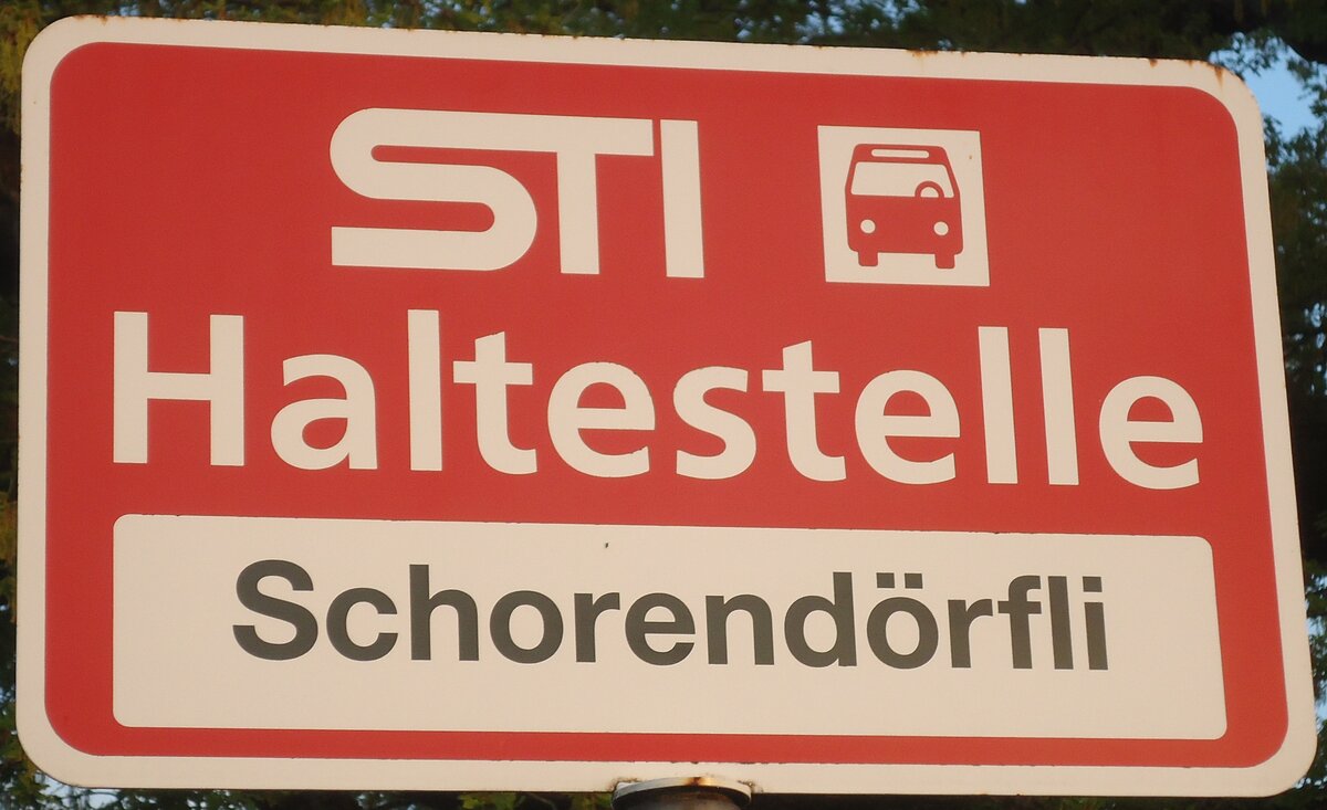 (133'356) - STI-Haltestellenschild - Gwatt, Schorend�rfli - am 21. April 2011