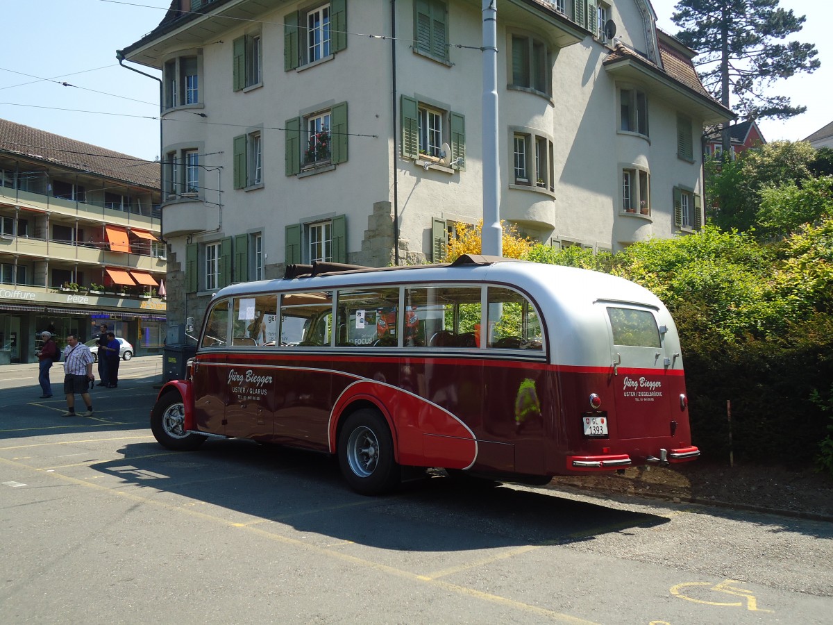 (133'449) - Biegger, Uster - Nr. 2/GL 1393 - Saurer/Lauber (ex T�l�verbier, Verbier Nr. 2; ex Werkbus; ex Rey, Ayent) am 25. April 2011 in Z�rich, Burgwies
