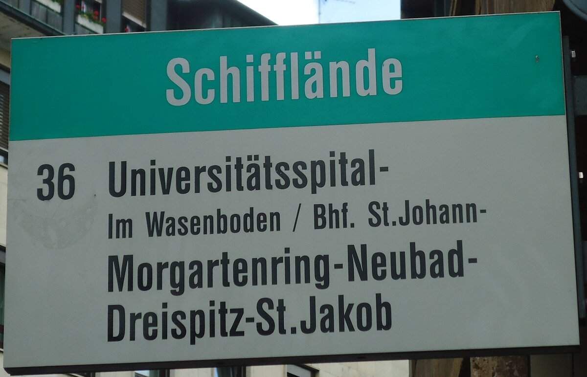 (133'696) - BVB-Haltestellenschild - Basel, Schiffl�nde - am 16. Mai 2011
