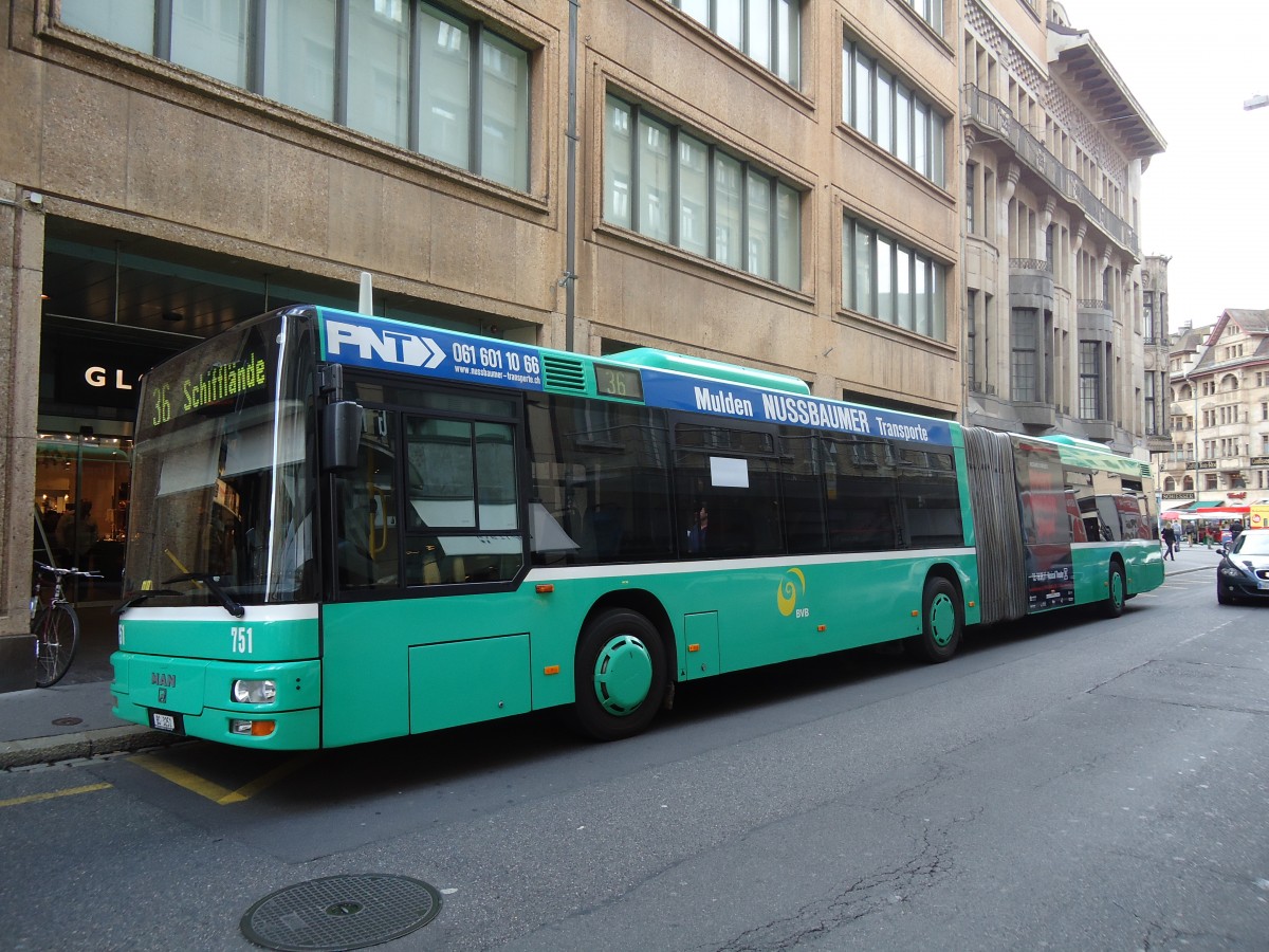 (133'712) - BVB Basel - Nr. 751/BS 3251 - MAN am 16. Mai 2011 in Basel, Schiffl�nde