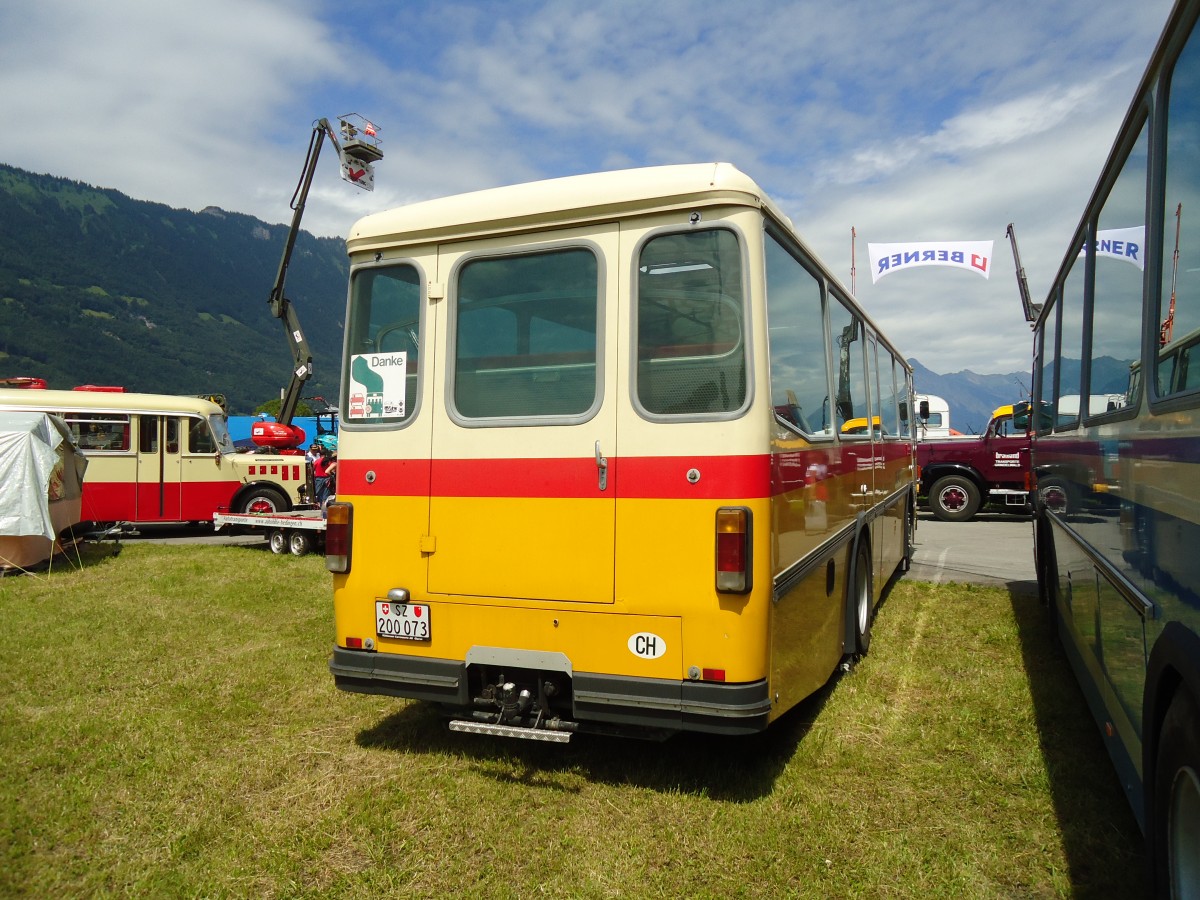 (134'404) - Schmid, Glarus - SZ 200'073 - Saurer/T�scher (ex Mosimann, Aesch; ex Erne, Full; ex P 24'257) am 25. Juni 2011 in Interlaken, Flugplatz