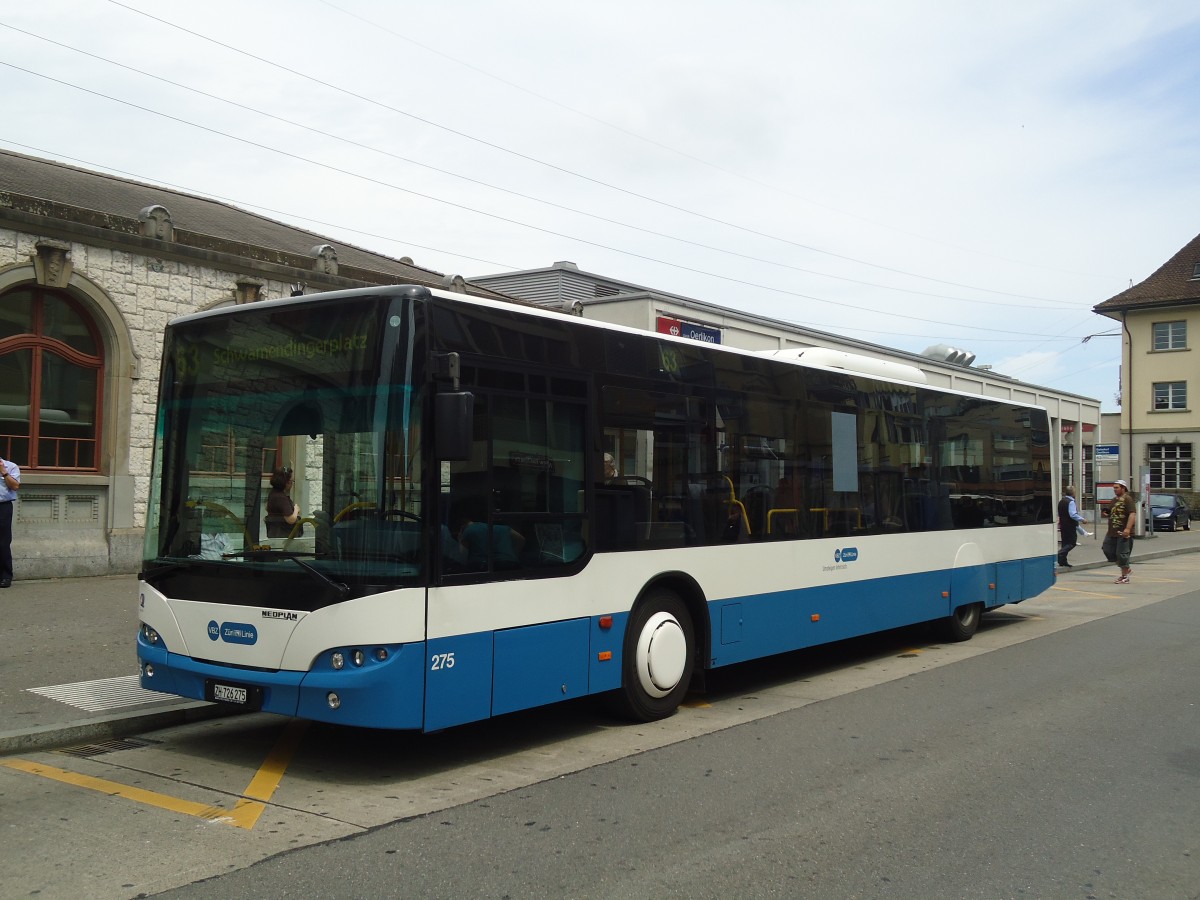 (134'874) - VBZ Z�rich - Nr. 275/ZH 726'275 - Neoplan am 10. Juli 2011 beim Bahnhof Z�rich-Oerlikon