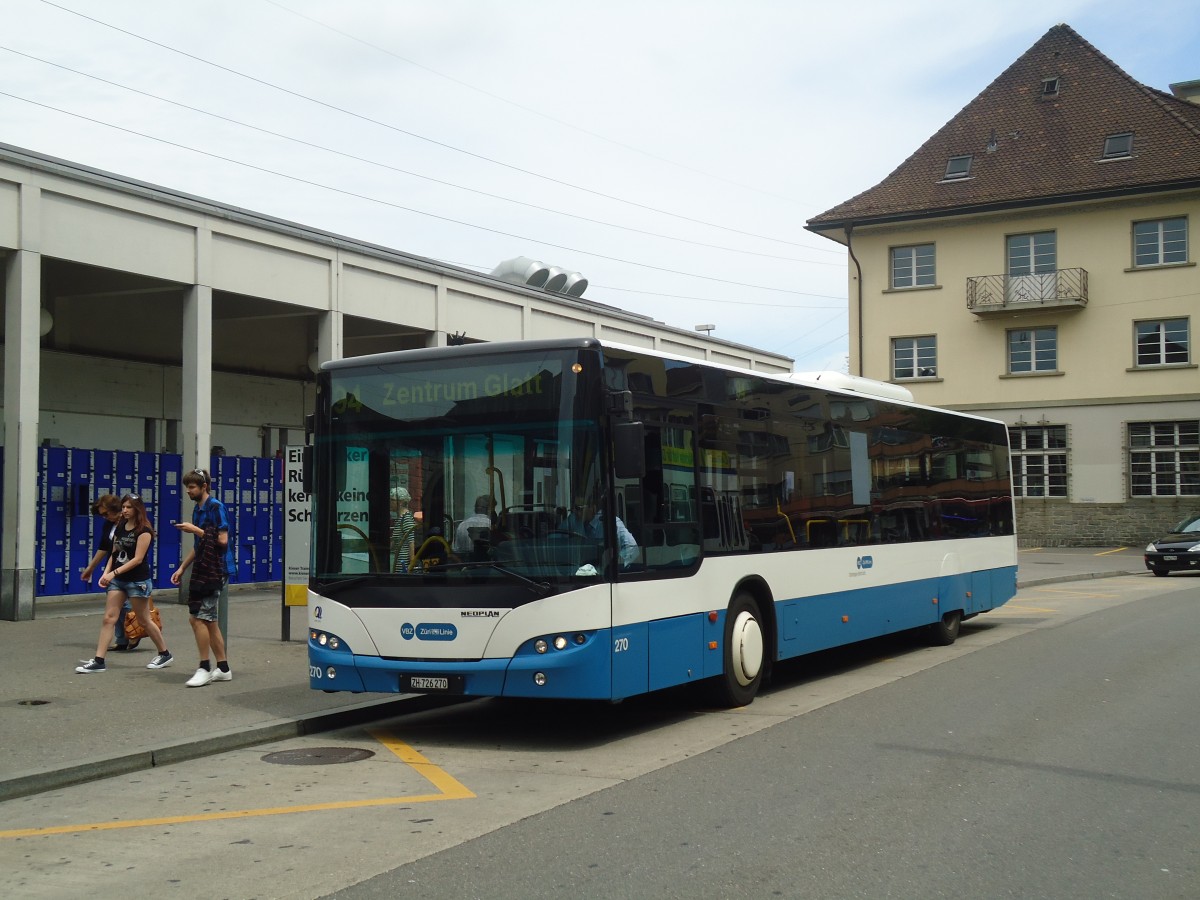 (134'875) - VBZ Z�rich - Nr. 270/ZH 726'270 - Neoplan am 10. Juli 2011 beim Bahnhof Z�rich-Oerlikon