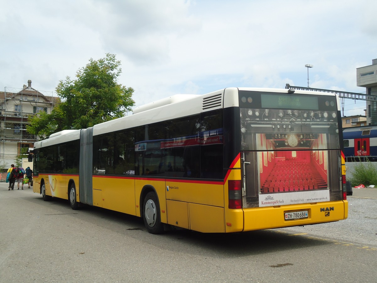 (134'893) - PostAuto Z�rich - Nr. 144/ZH 780'686 - MAN (ex Nr. 21; ex P 26'016) am 10. Juli 2011 beim Bahnhof Frauenfeld