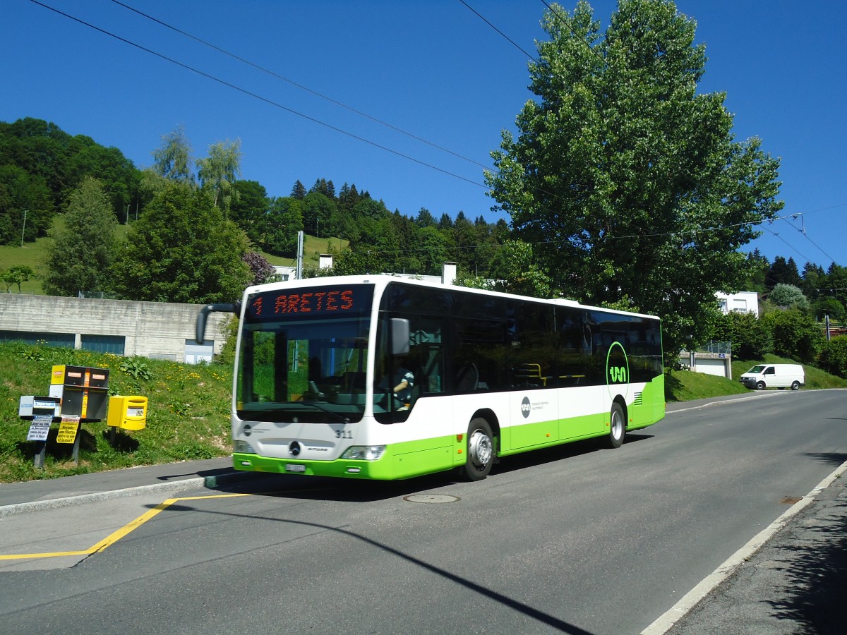 (134'973) - TRN La Chaux-de-Fonds - Nr. 311/NE 19'211 - Mercedes am 11. Juli 2011 in La Chaux-de-Fonds, Chapeau-Rabl�