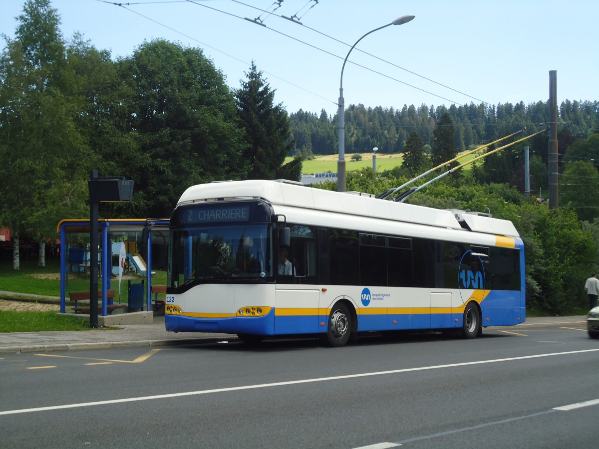 (135'008) - TC La Chaux-de-Fonds - Nr. 132 - Solaris Trolleybus am 11. Juli 2011 in La Chaux-de-Fonds, Combe-�-l'Ours
