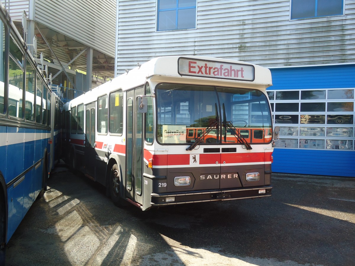 (135'570) - VBSG St. Gallen (R�trobus) - Nr. 219 - Saurer/Hess am 20. August 2011 in Moudon, R�trobus
