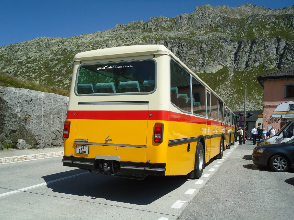 (135'720) - Mark, Andeer - GR 1866 - Saurer/R&J (ex PostAuto Graub�nden; ex P 24'350) am 21. August 2011 in Gotthard, Passh�he