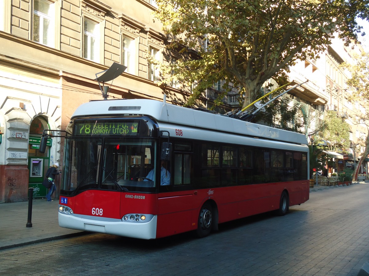 (136'283) - BKV Budapest - Nr. 608 - Ganz-Skoda Trolleybus am 3. Oktober 2011 in Budapest, M Andr�ssy �t (Opera)
