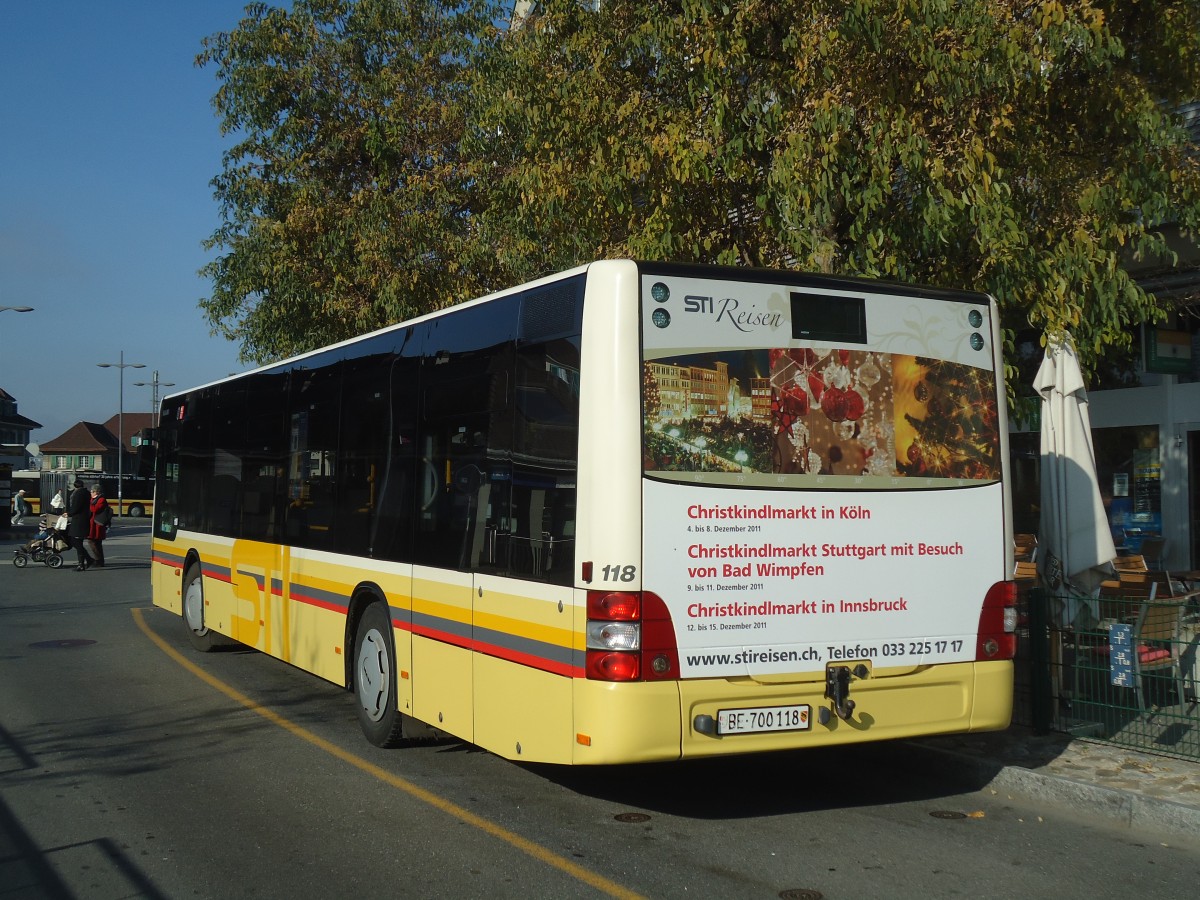 (136'750) - STI Thun - Nr. 118/BE 700'118 - MAN am 16. November 2011 bei der Schiffl�ndte Thun