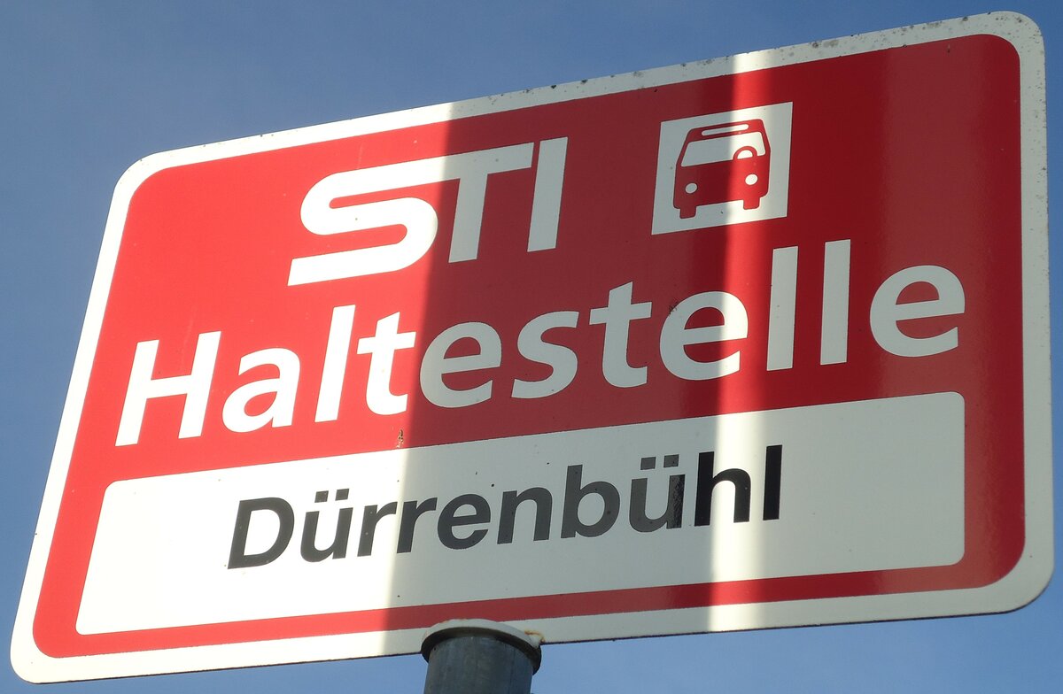 (136'819) - STI-Haltestellenschild - Uebeschi, D�rrenb�hl - am 22. November 2011