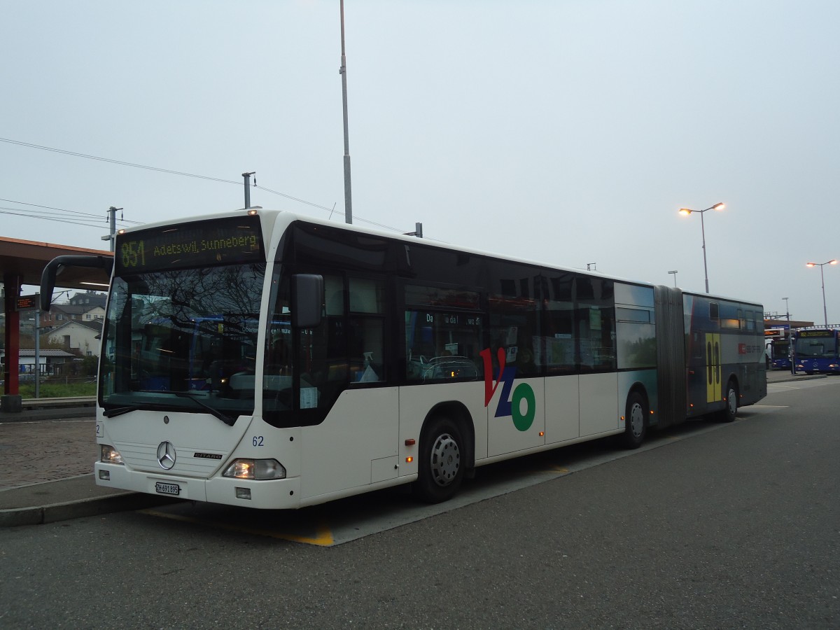 (136'914) - VZO Gr�ningen - Nr. 62/ZH 691'895 - Mercedes am 24. November 2011 beim Bahnhof Wetzikon