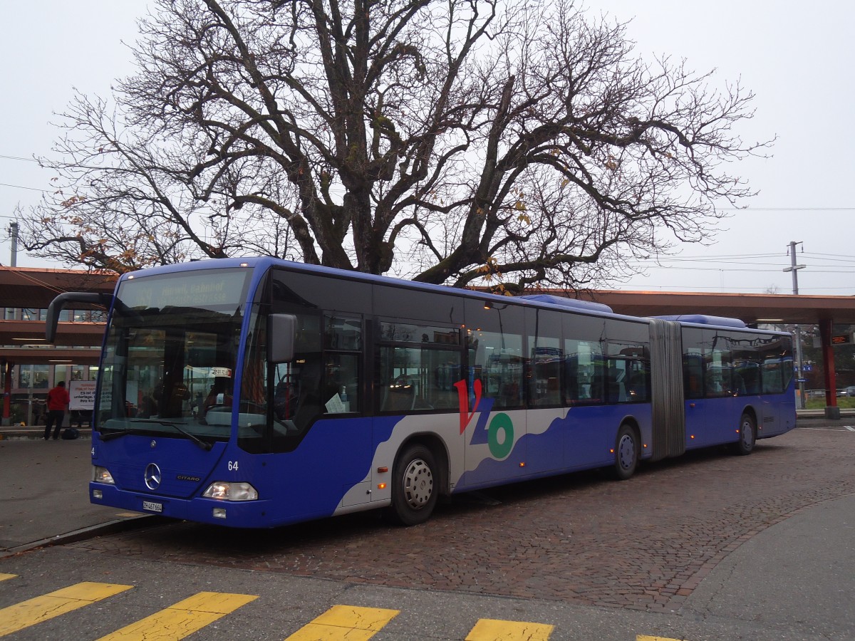 (136'920) - VZO Gr�ningen - Nr. 64/ZH 467'664 - Mercedes am 24. November 2011 beim Bahnhof Wetzikon