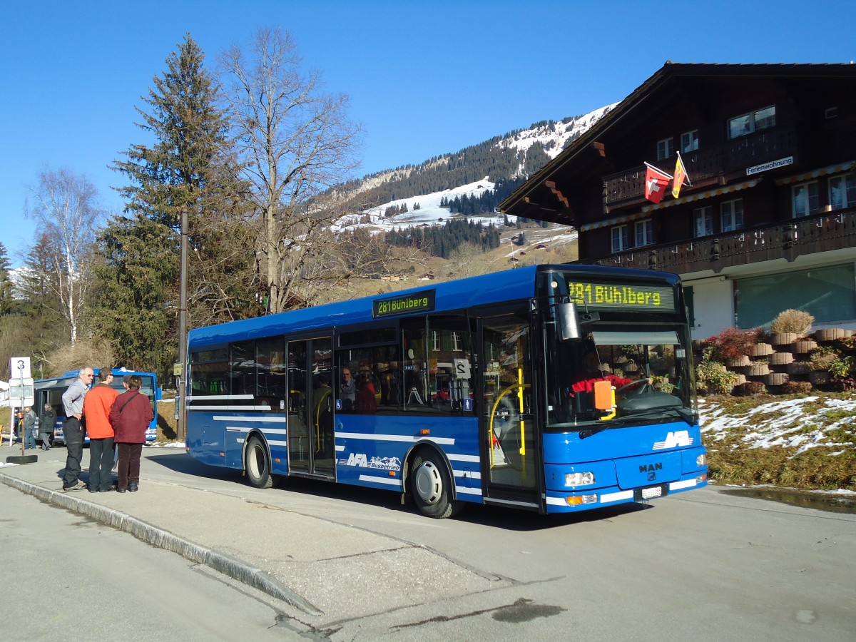 (137'159) - AFA Adelboden - Nr. 55/BE 611'055 - MAN/G�ppel am 11. Dezember 2011 beim Bahnhof Lenk