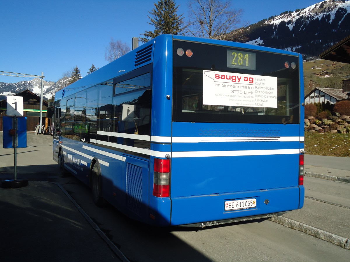 (137'170) - AFA Adelboden - Nr. 55/BE 611'055 - MAN/G�ppel am 11. Dezember 2011 beim Bahnhof Lenk