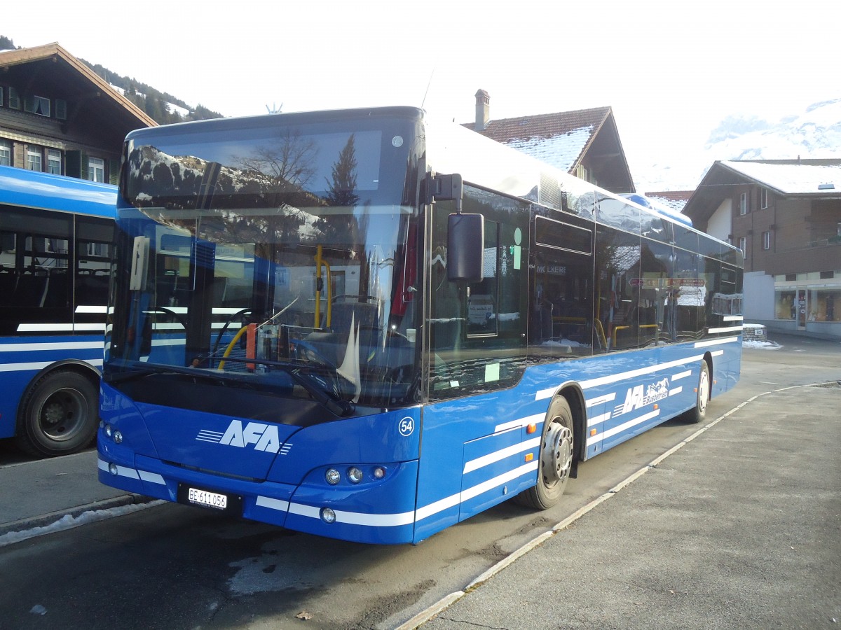 (137'182) - AFA Adelboden - Nr. 54/BE 611'056 - Neoplan (ex VBZ Z�rich Nr. 243) am 11. Dezember 2011 beim Bahnhof Lenk