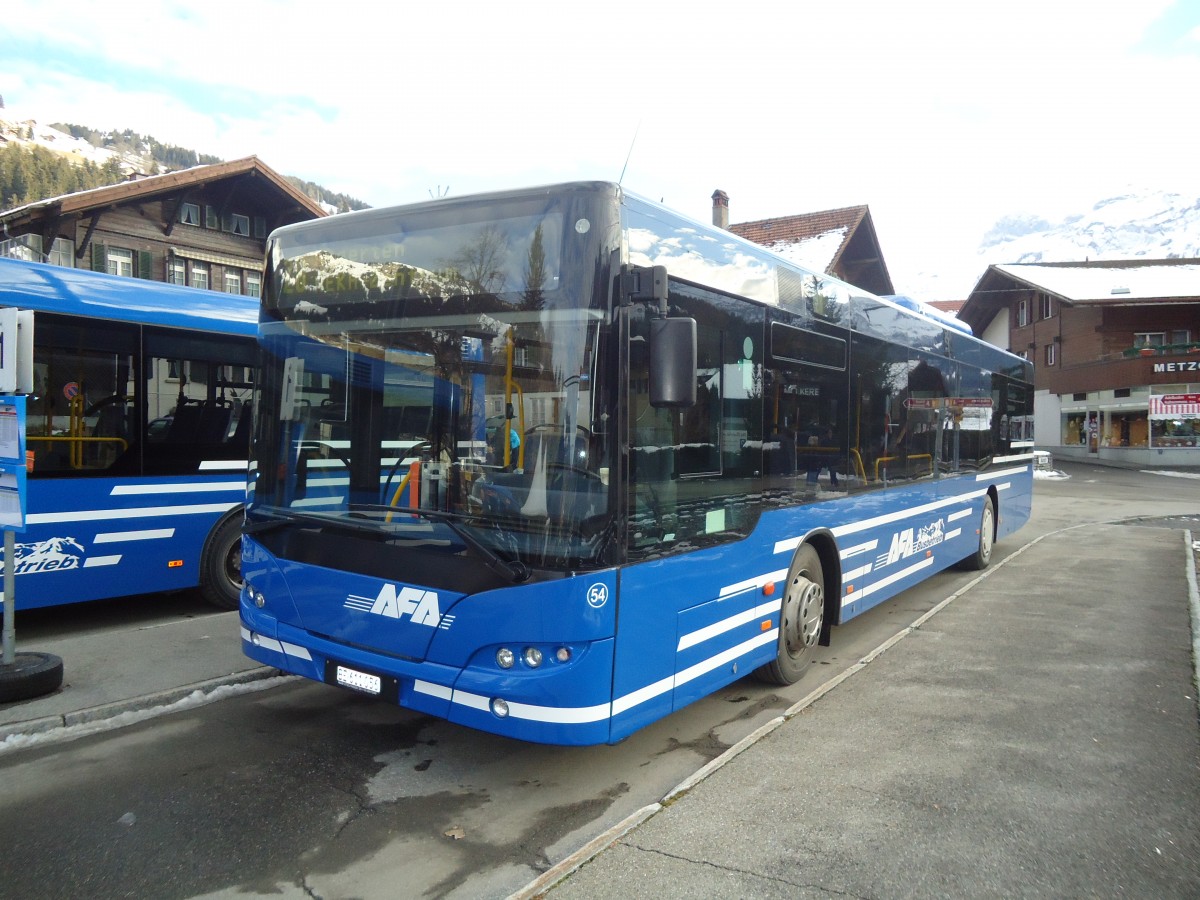 (137'191) - AFA Adelboden - Nr. 54/BE 611'056 - Neoplan (ex VBZ Z�rich Nr. 243) am 11. Dezember 2011 beim Bahnhof Lenk