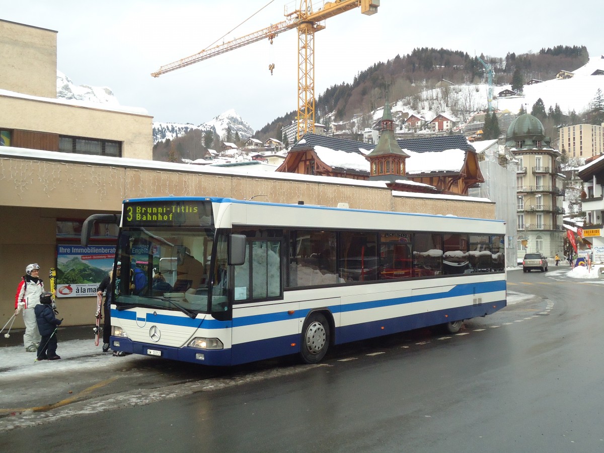 (137'345) - EAB Engelberg - Nr. 7/OW 10'312 - Mercedes/Hess (ex ZVB Zug Nr. 160; ex ZVB Zug Nr. 60; ex ZVB Zug Nr. 30; ex Auf der Maur, Steinen Nr. 217) am 2. Januar 2012 beim Bahnhof Engelberg