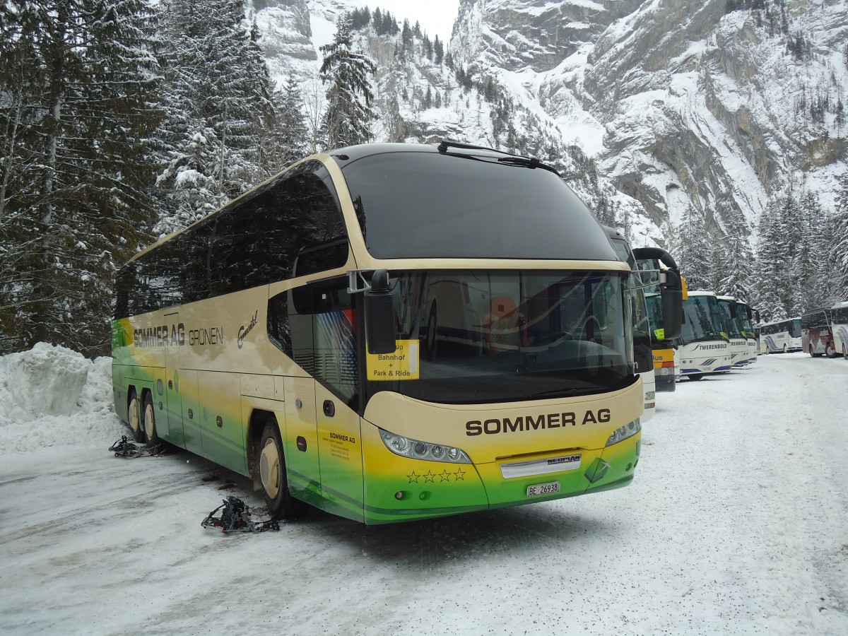(137'460) - Sommer, Gr�nen - BE 26'938 - Neoplan am 7. Januar 2012 in Adelboden, Unter dem Birg
