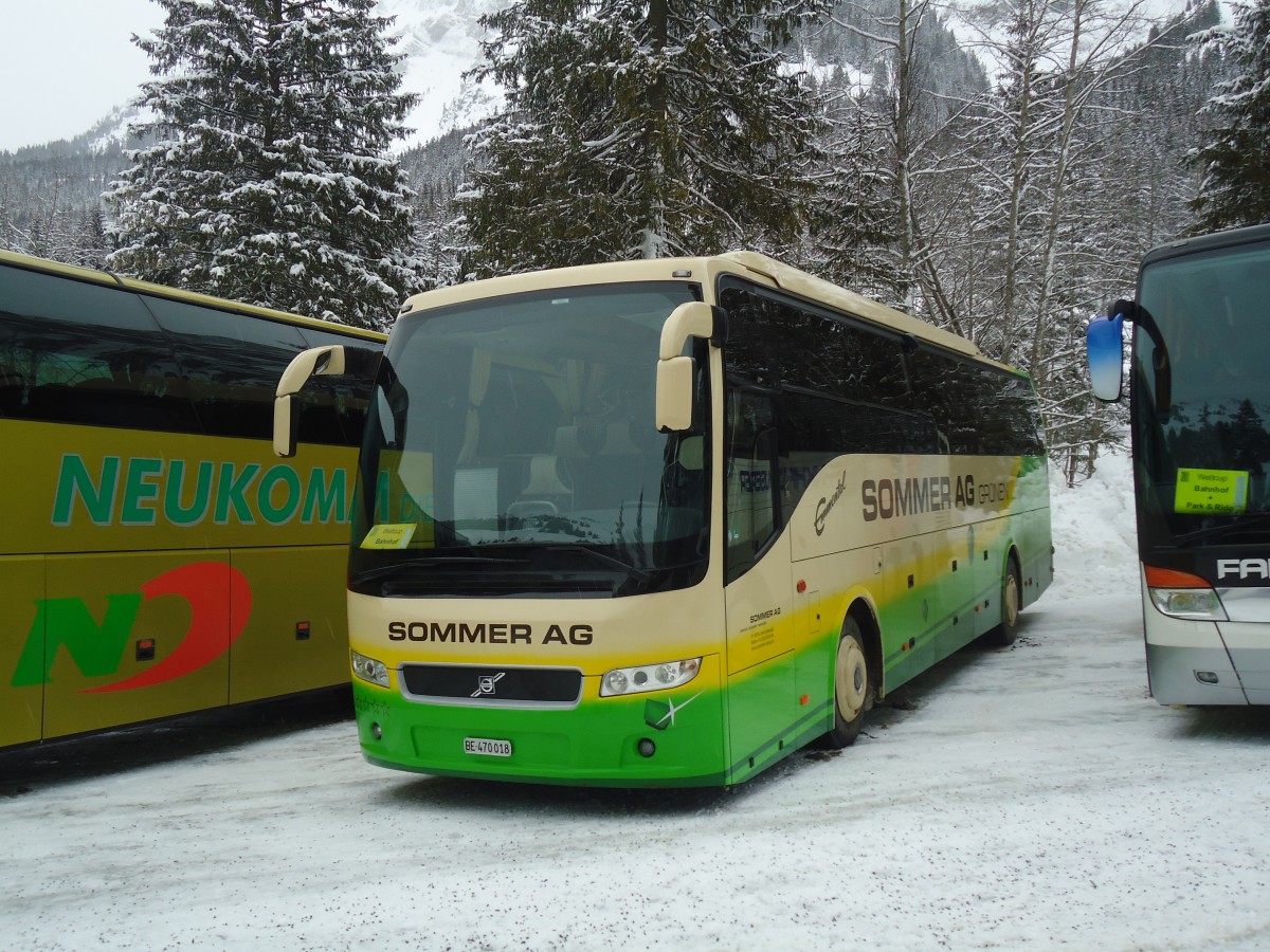 (137'462) - Sommer, Gr�nen - BE 470'018 - Volvo am 7. Januar 2012 in Adelboden, Unter dem Birg