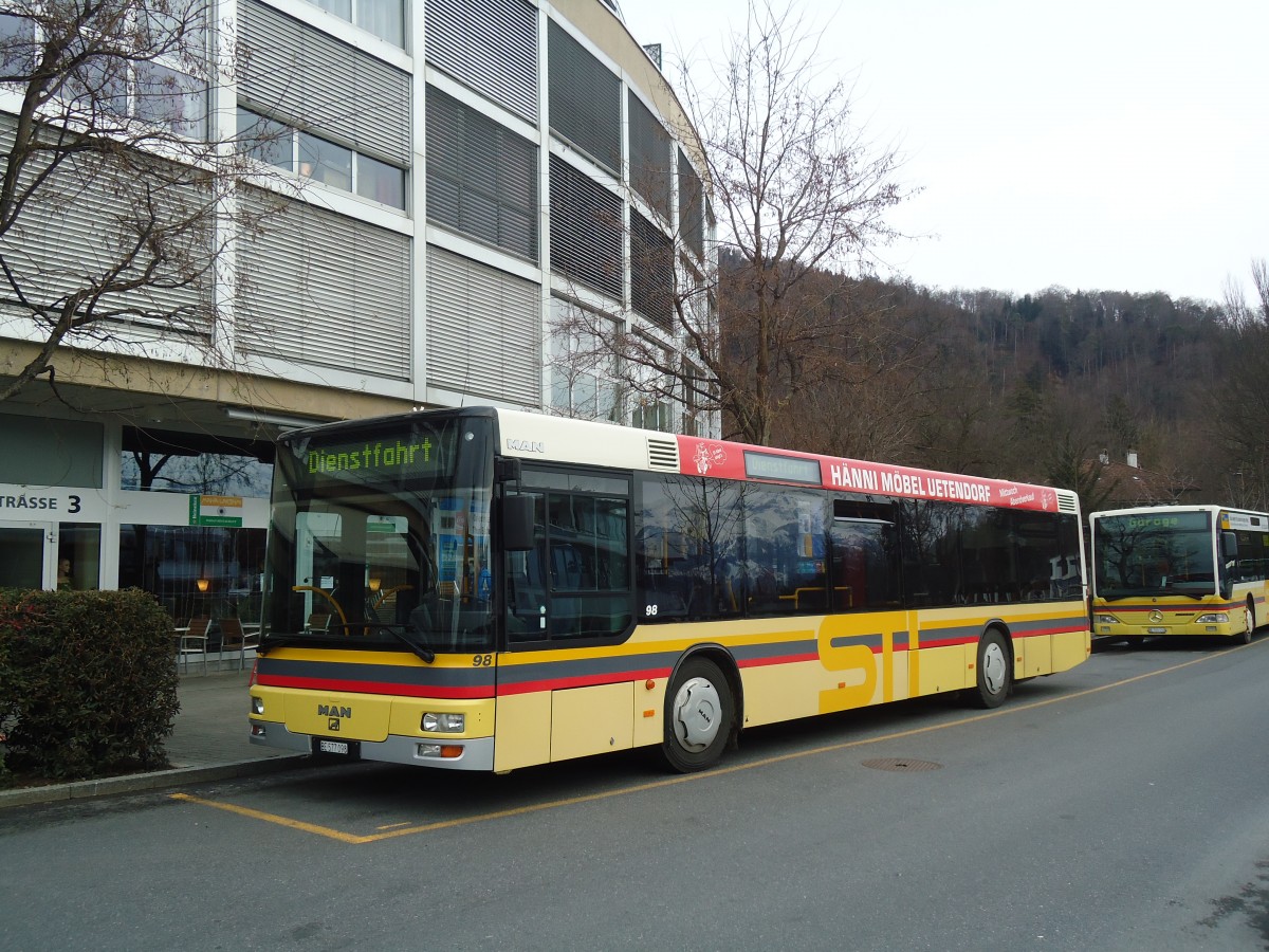 (137'584) - STI Thun - Nr. 98/BE 577'098 - MAN am 9. Januar 2012 bei der Schiffl�ndte Thun