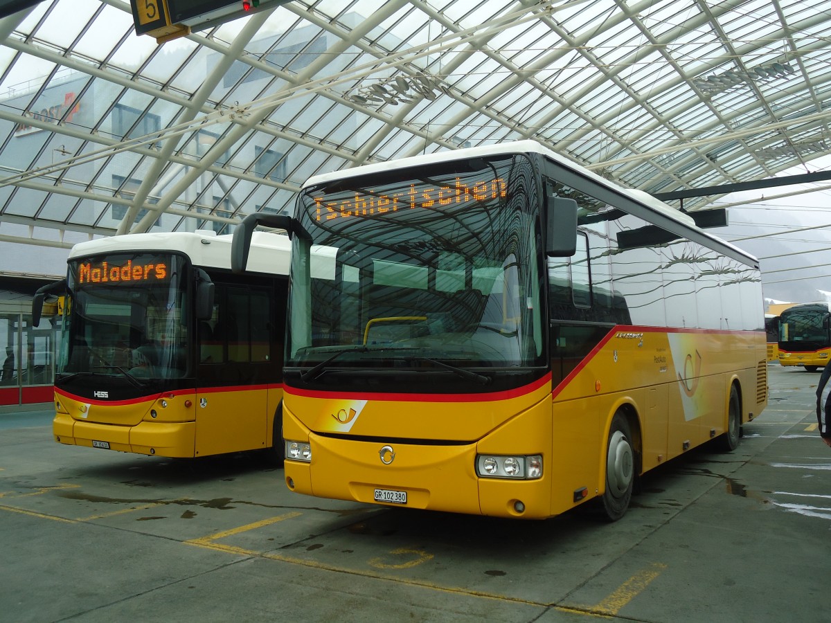 (137'907) - PostAuto Graub�nden - GR 102'380 - Irisbus am 5. M�rz 2012 in Chur, Postautostation