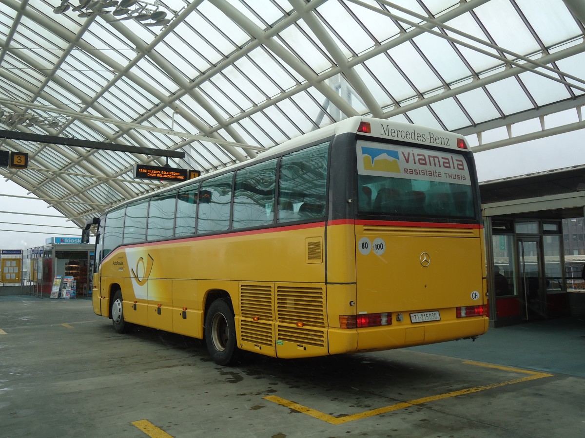 (137'921) - AutoPostale Ticino - TI 215'030 - Mercedes (ex P 25'590; ex Jelmorini, Tesserete) am 5. M�rz 2012 in Chur, Postautostation