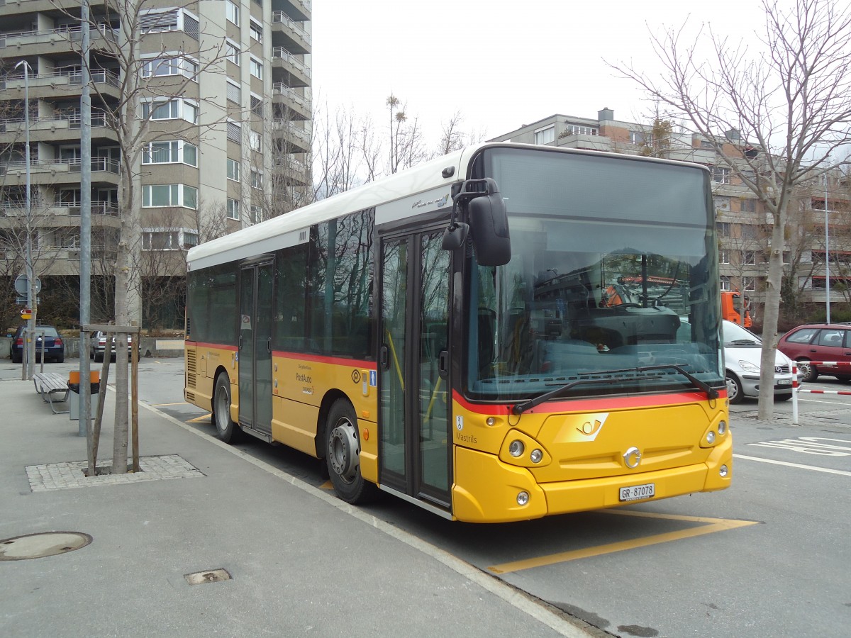 (137'934) - Ackermann, Says - GR 87'078 - Irisbus am 5. M�rz 2012 beim Bahnhof Landquart