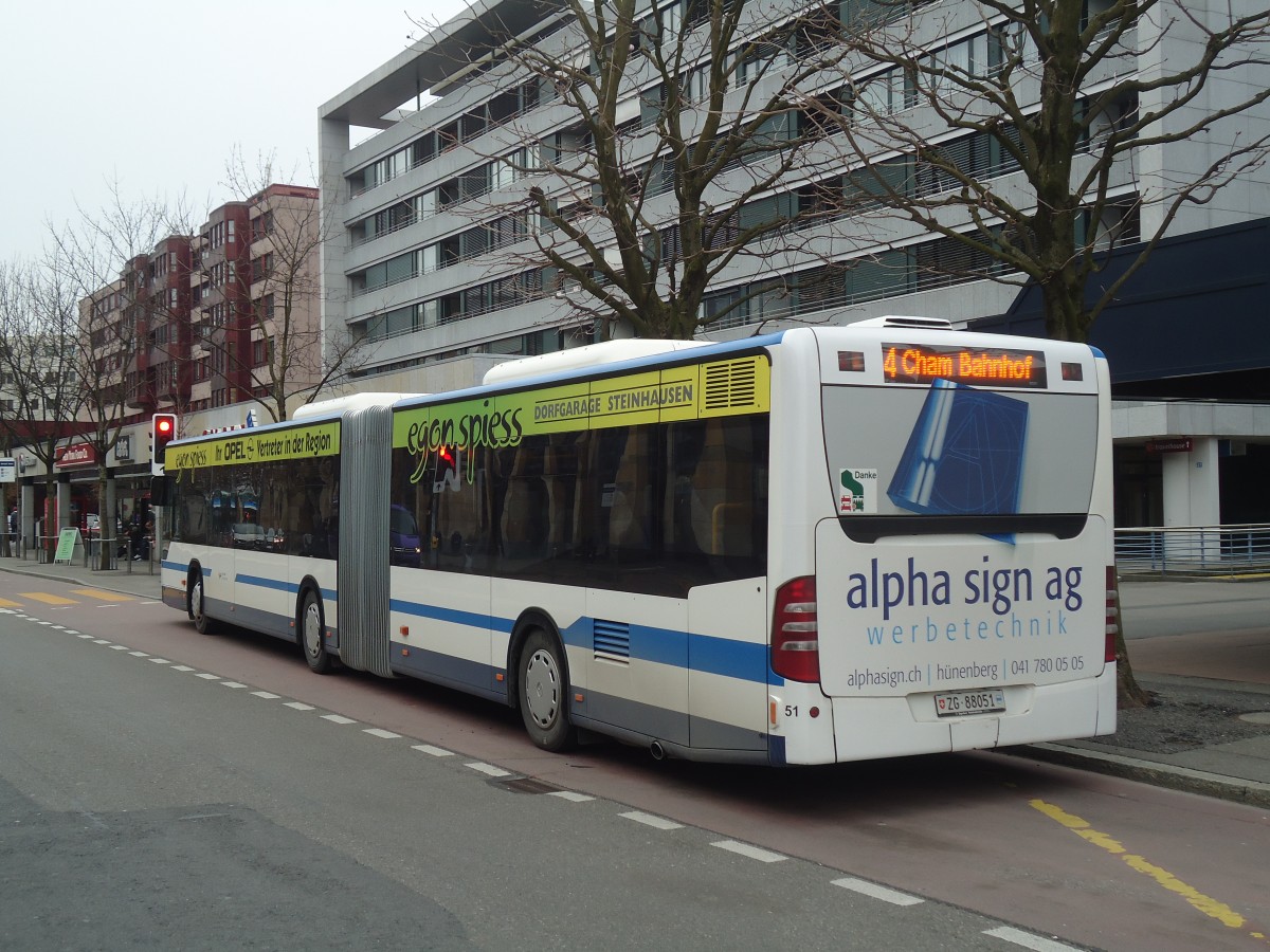 (137'985) - ZVB Zug - Nr. 51/ZG 88'051 - Mercedes am 6. M�rz 2012 in Zug, Metalli