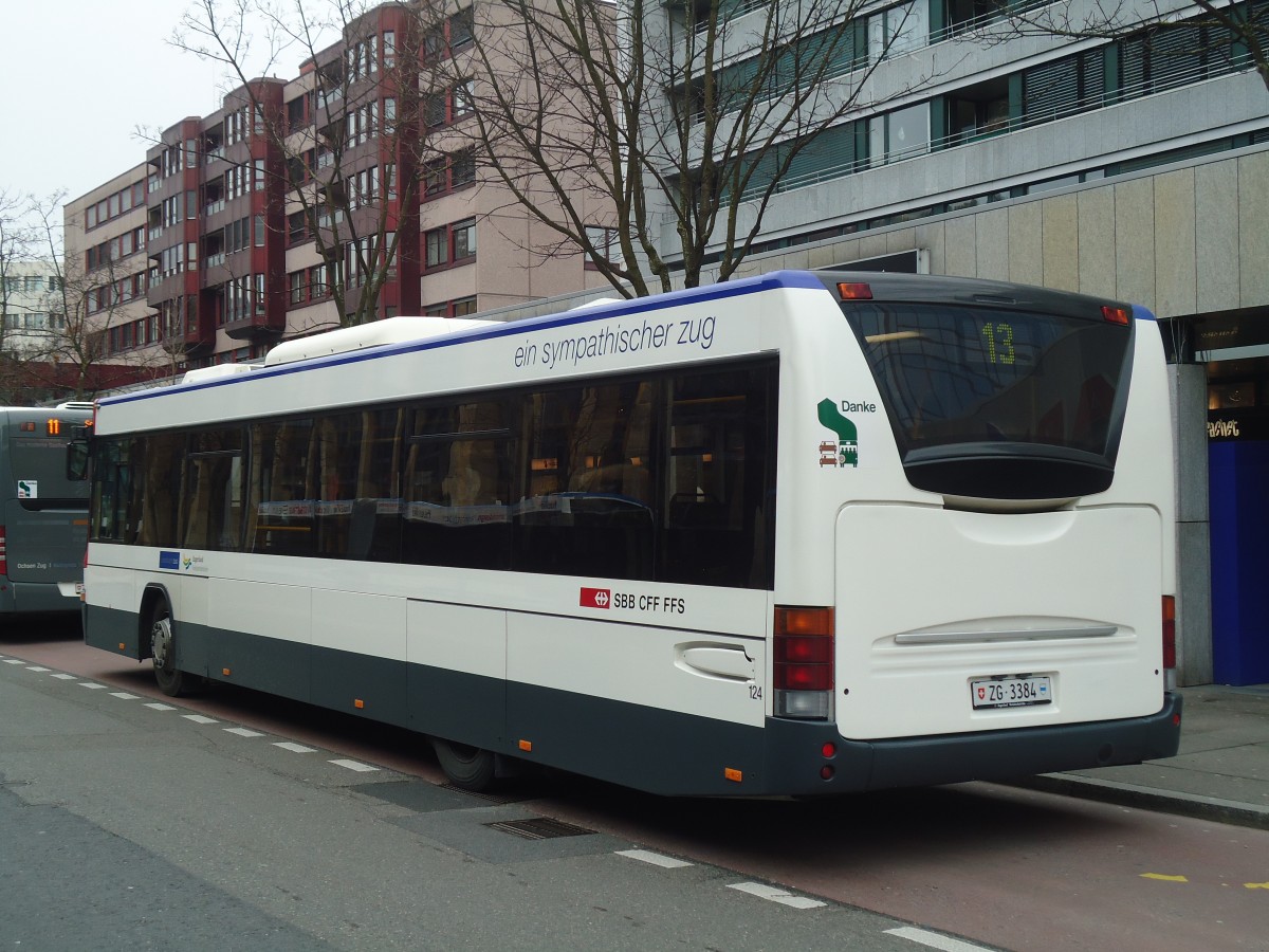 (137'992) - ZVB Zug - Nr. 124/ZG 3384 - Scania/Hess (ex Nr. 24) am 6. M�rz 2012 in Zug, Metalli