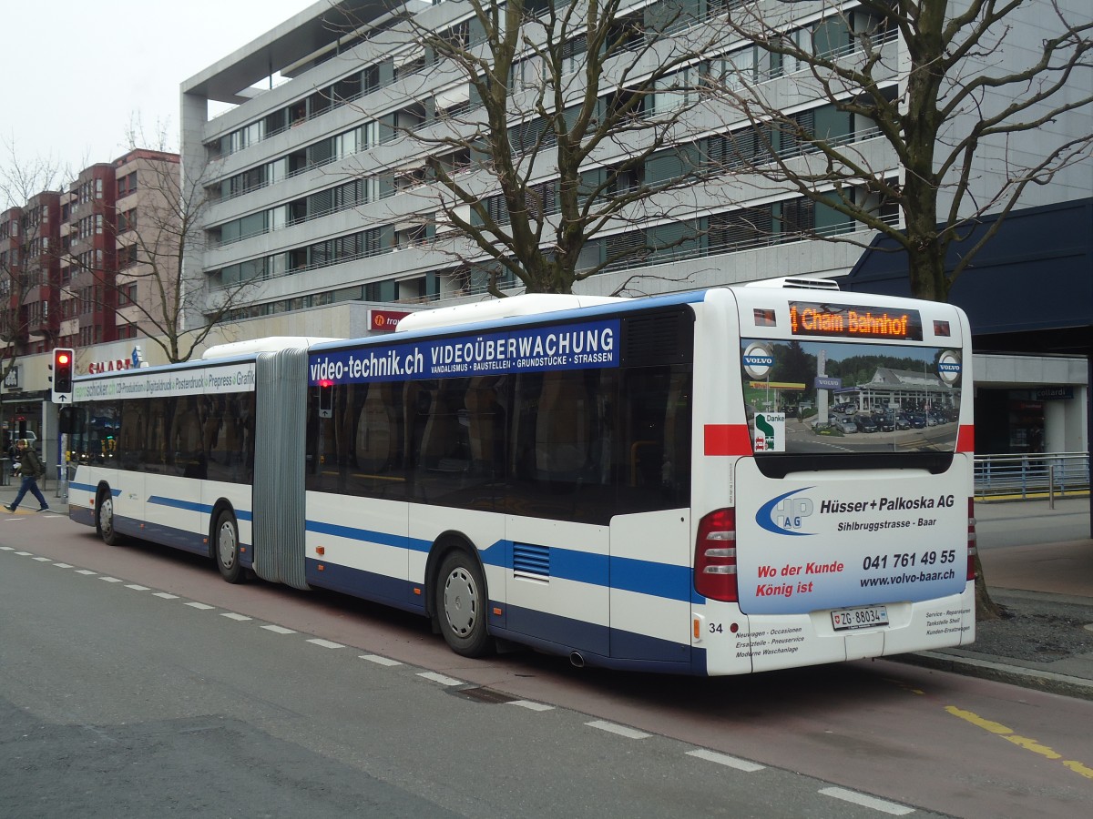 (138'006) - ZVB Zug - Nr. 34/ZG 88'034 - Mercedes am 6. M�rz 2012 in Zug, Metalli