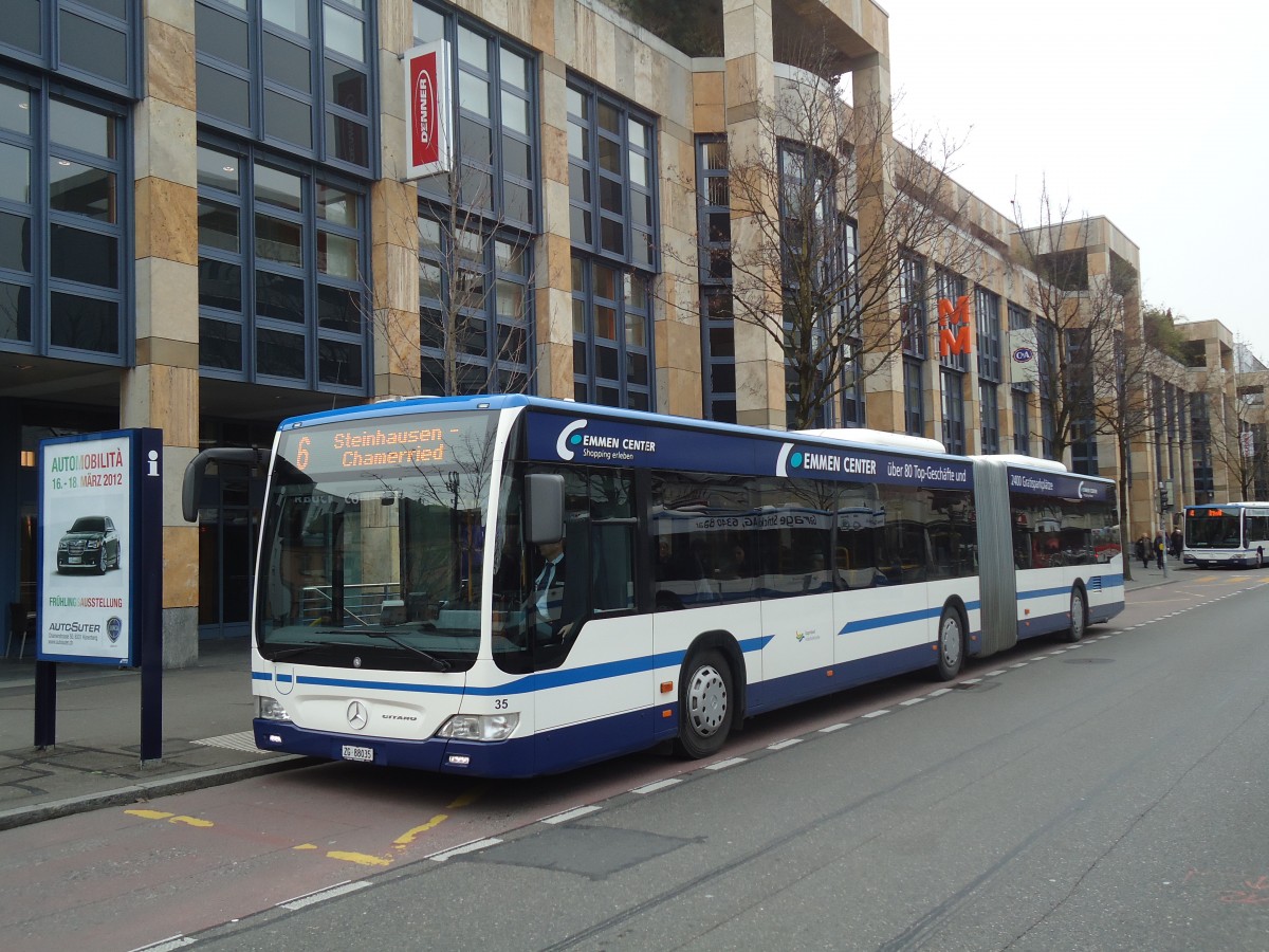(138'011) - ZVB Zug - Nr. 35/ZG 88'035 - Mercedes am 6. M�rz 2012 in Zug, Metalli