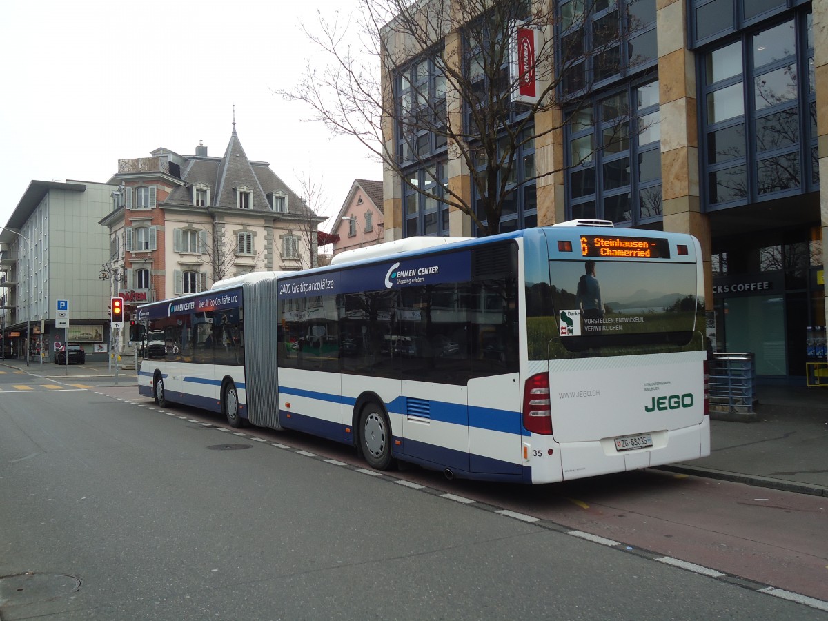 (138'012) - ZVB Zug - Nr. 35/ZG 88'035 - Mercedes am 6. M�rz 2012 in Zug, Metalli