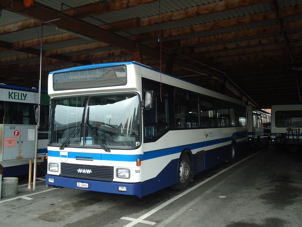(138'022) - ZVB Zug - Nr. 104/ZG 54'614 - NAW/Hess (ex Nr. 94) am 6. M�rz 2012 in Zug, Garage